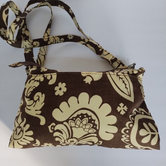 Baggallini Brown & Cream Floral Crossbody Purse Adjustable Strap - Picture 16 of 16